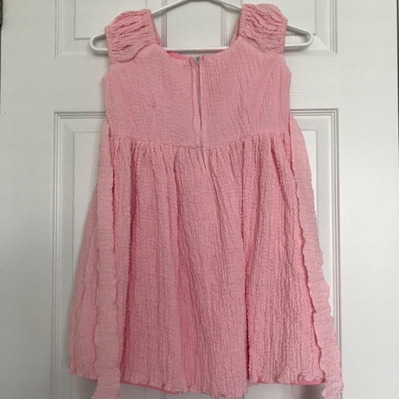 Girls Crepe Dress With Tie Back Bow Size 5-6 Pink - Picture 4 of 7